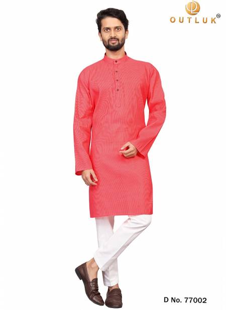 Pink Colour Outluk 77 Cotton Fancy Casual Wear Kurta With Pajama Collection 77002